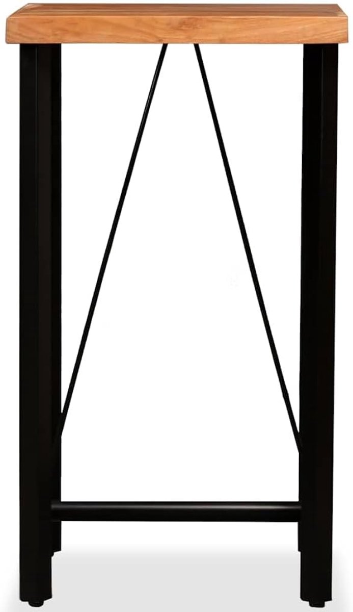 Statafel van massief acaciahout met stalen poten, 60 x 60 x 107 cm, industriële stijl voor keuken of eetkamer, handgemaakt, robuust en onderhoudsvriendelijk