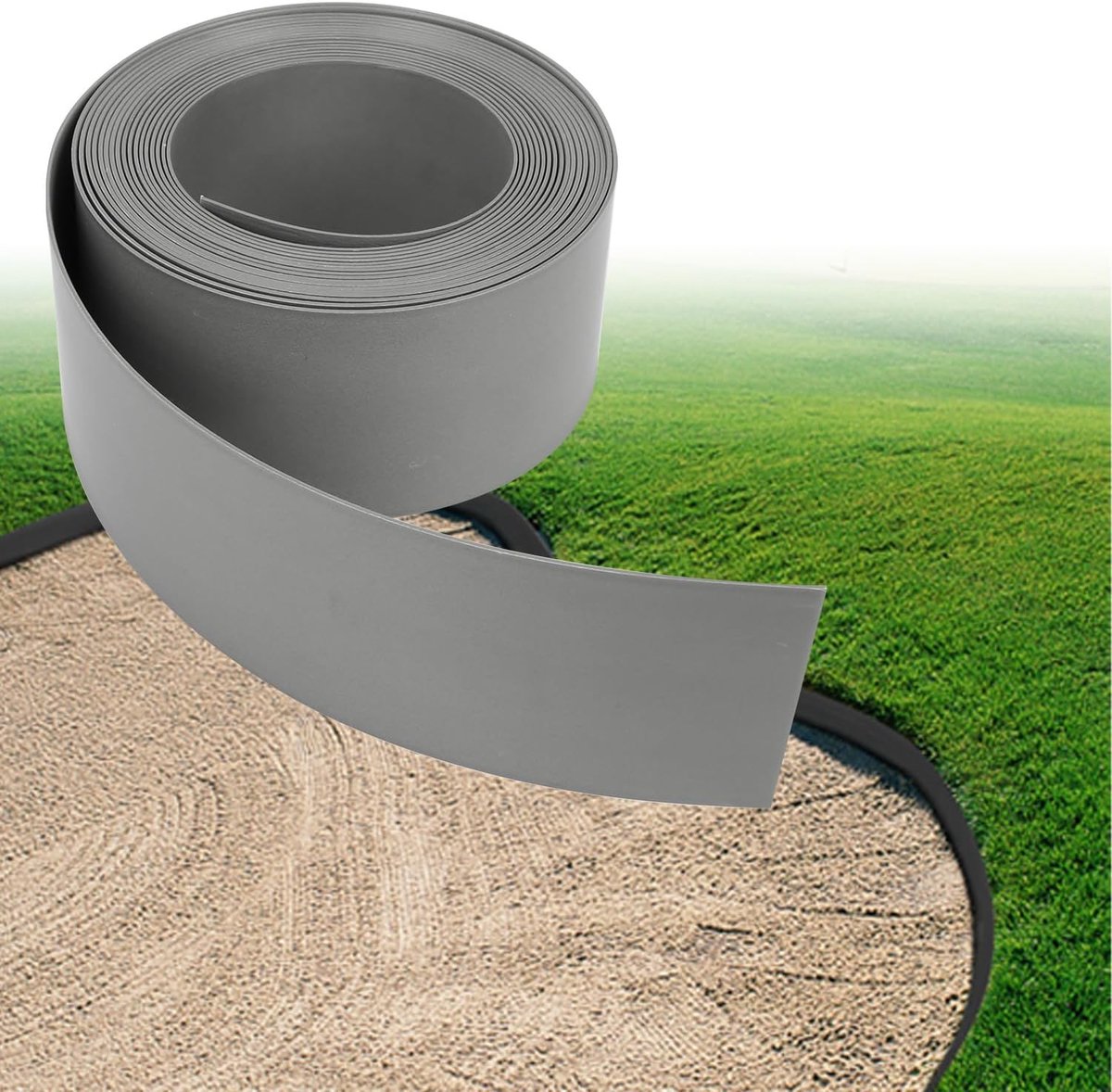 Gazonrand van kunststof, hoogte 10 cm, dikte 2 mm, lengte 10 m, maaikant voor tuinpaden, grijs