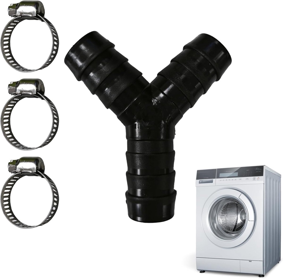 2-weg Y-verdeler stuk 11152, slangafvoer, met klemmen, praktische accessoires voor wasmachine en vaatwasser