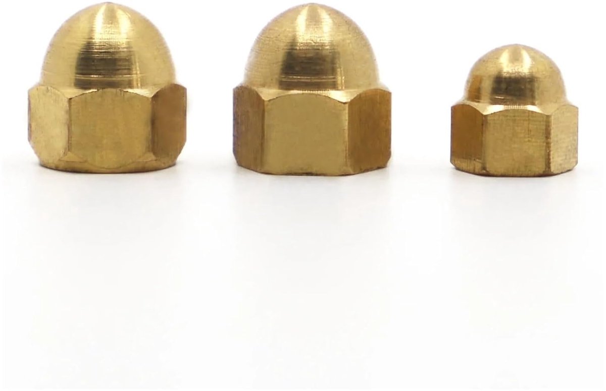 Koepelmoeren, Messing eikeldop zeskantmoeren verschillende maten 10 stuks(M4)