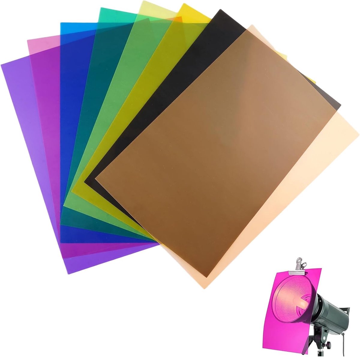 8 stuks folie hittebestendig voor lampen, 29,7 x 21 cm kleurfolie gel