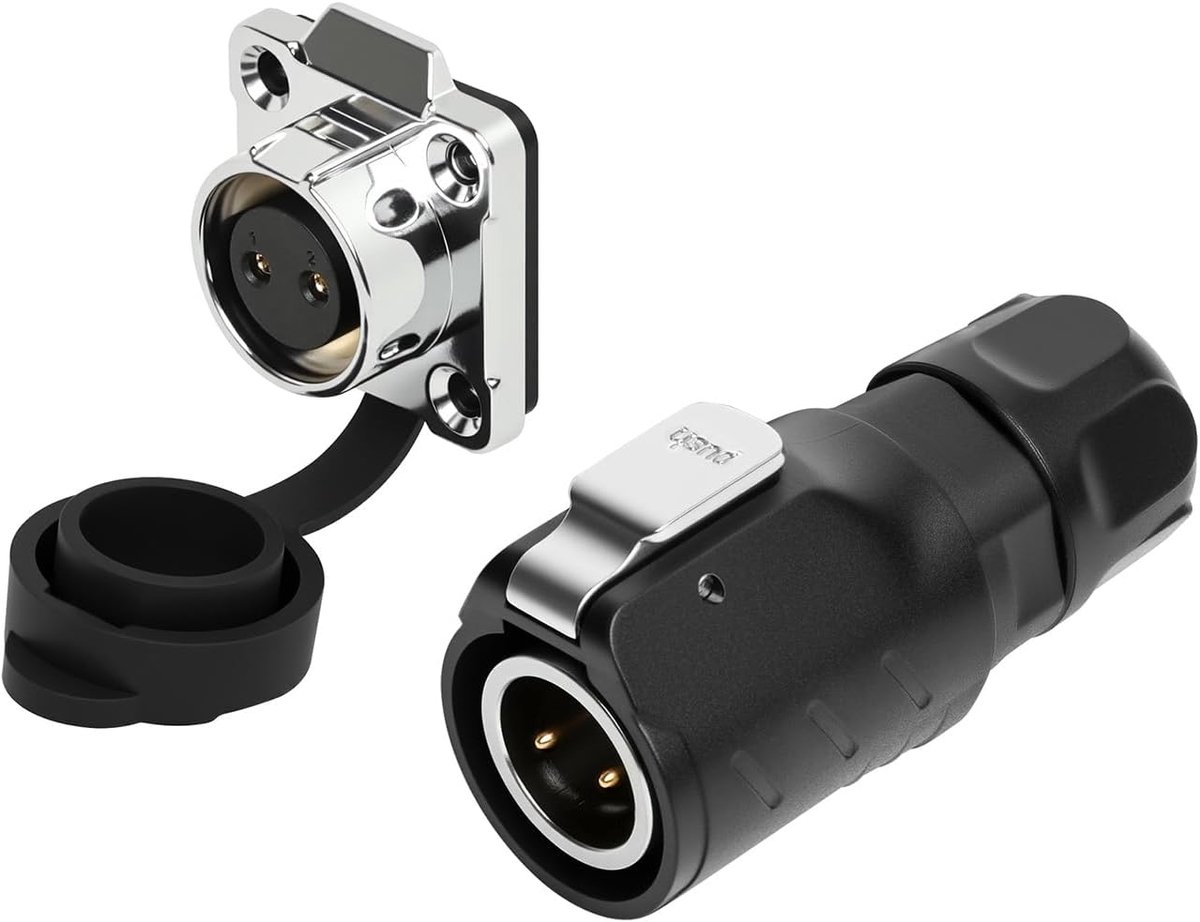 2-pins waterdichte connector, 16 mm ronde luchtvaartstekker, IP67 stofdicht en vochtbestendig, mannelijk/vrouwelijk stopcontact voor ledstrips, zonnepanelen