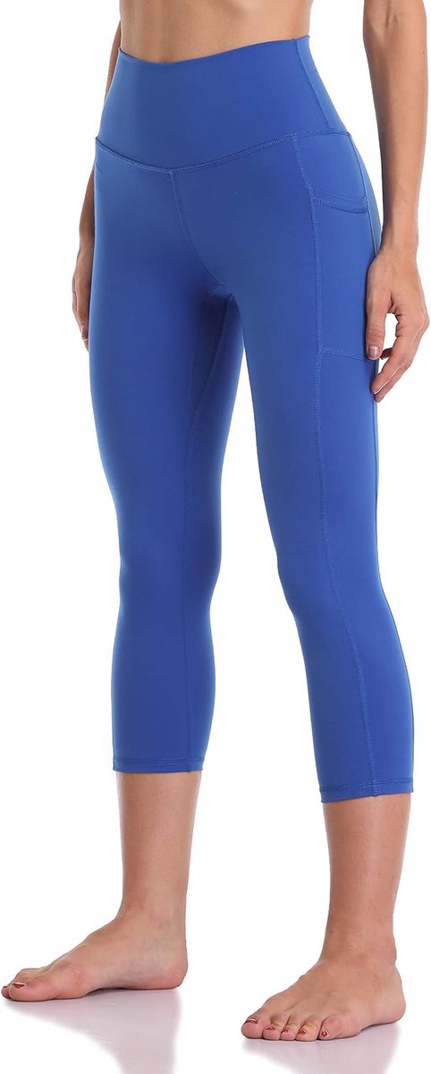 Dames hoge taille buikcontrole workout legging 3/4 Binnenbeenlengte yogabroek met zakken