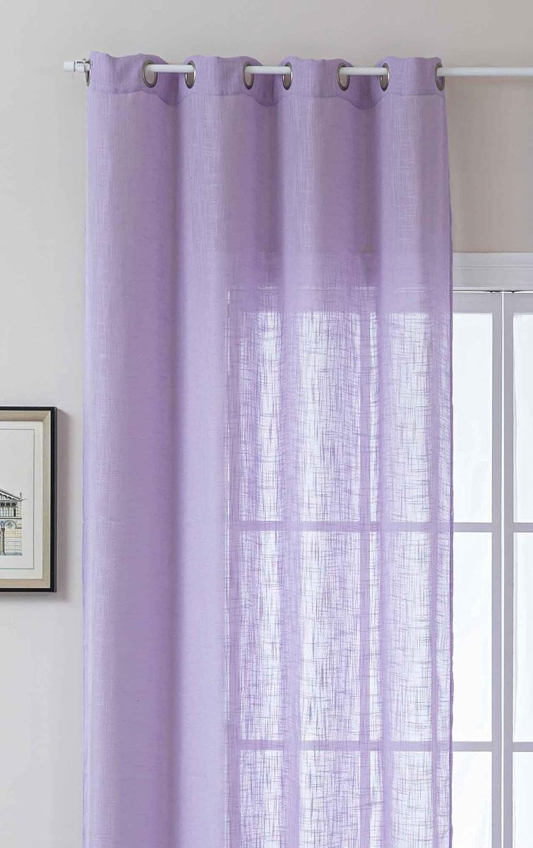 Ogen grove vezel »Seoul« HxB 245x140 cm lila oogjes linnenlook structuur uni halfrond transparant ondoorzichtig 2024110