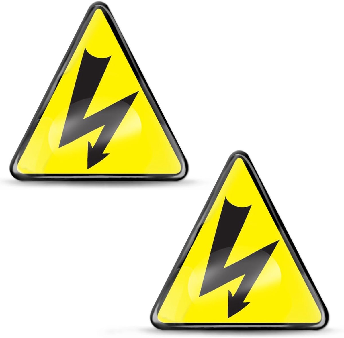 2 x 3D gel siliconen stickers waarschuwing waarschuwing stroom waarschuwing hoogspanning gevaarsymbool elektrische spanning driehoek KS 127 Z*