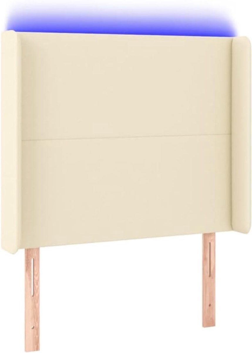 Hoofdeinde, crème, 83 x 16 x 118/128 cm, kunstleer, voor bedden zonder hoofdeinde, ideaal voor slaapkamer en moderne woonkamers, eenvoudige montage, gemakkelijk te reinigen en rugvriendelijk