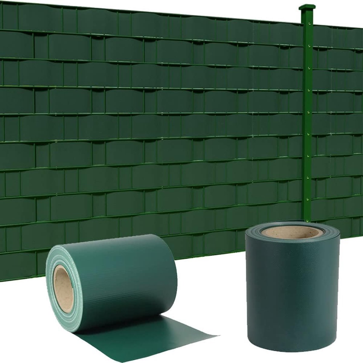 PVC zichtwerende strips tuinfolie windscherm, 450 g/m² PVC Extra Dikke Zichtbeschermingsfolie voor dubbele staafmatten, ondoorzichtig, inkijkbescherming, Groente, 65m x 19cm
