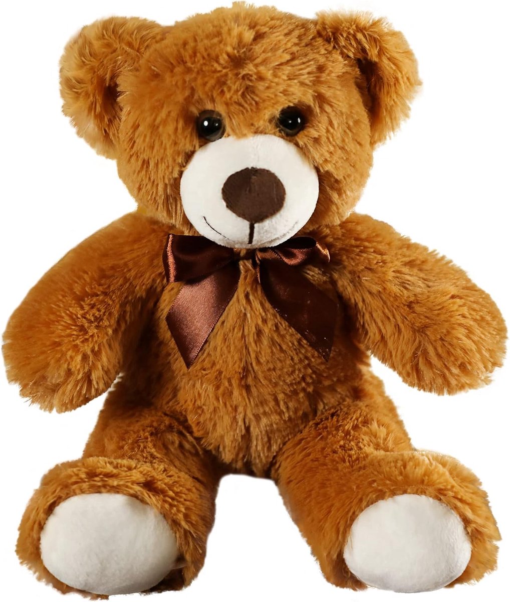 Pluche Schattig Dierenspeelgoed Kussen Bear Pop Geschenk voor Kinderen Jongens Meisjes Verjaardag Kerst Valentijnsdag (Bruin,35 cm)