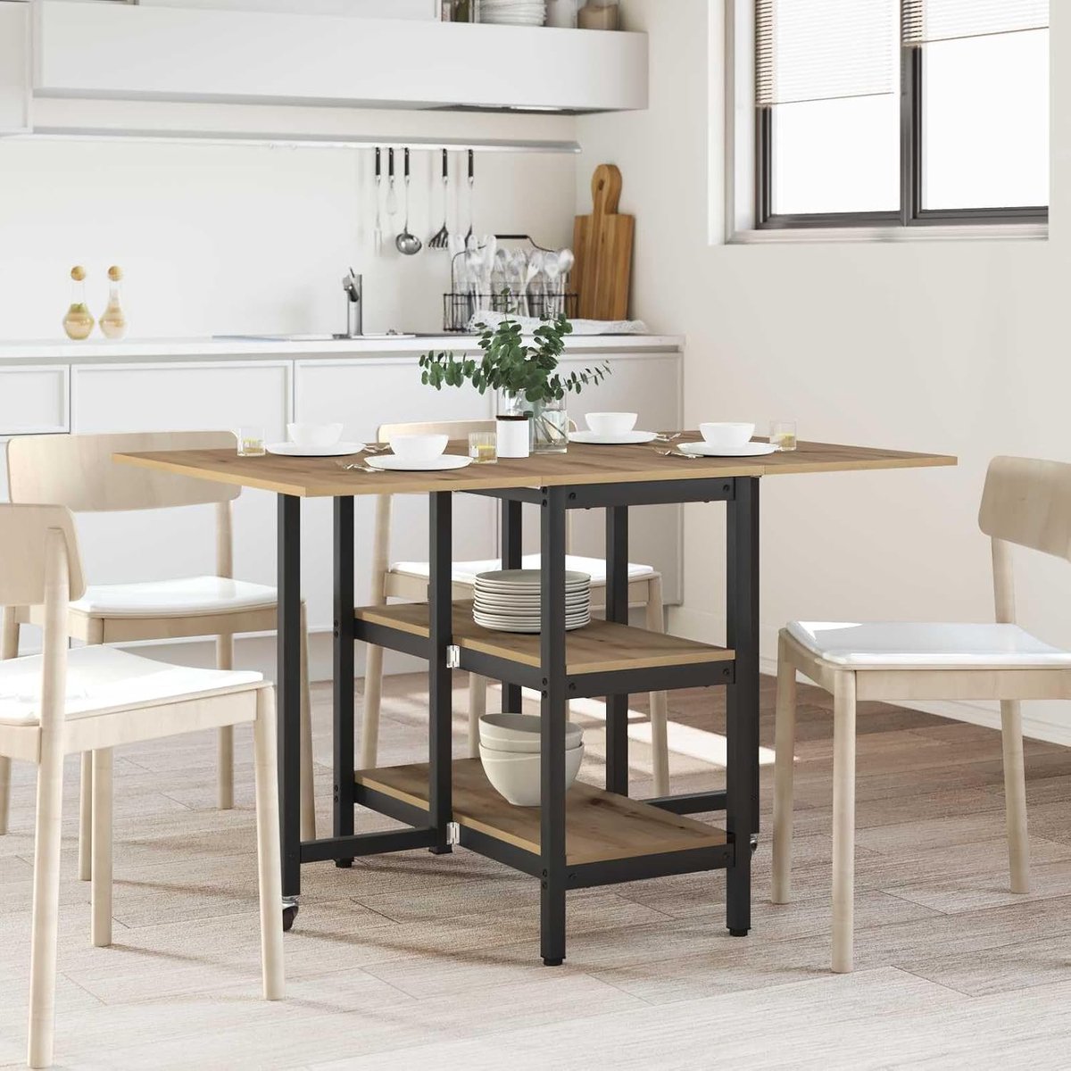 Hout waterbestendig eettafel met planken 122x80x76.5 cm