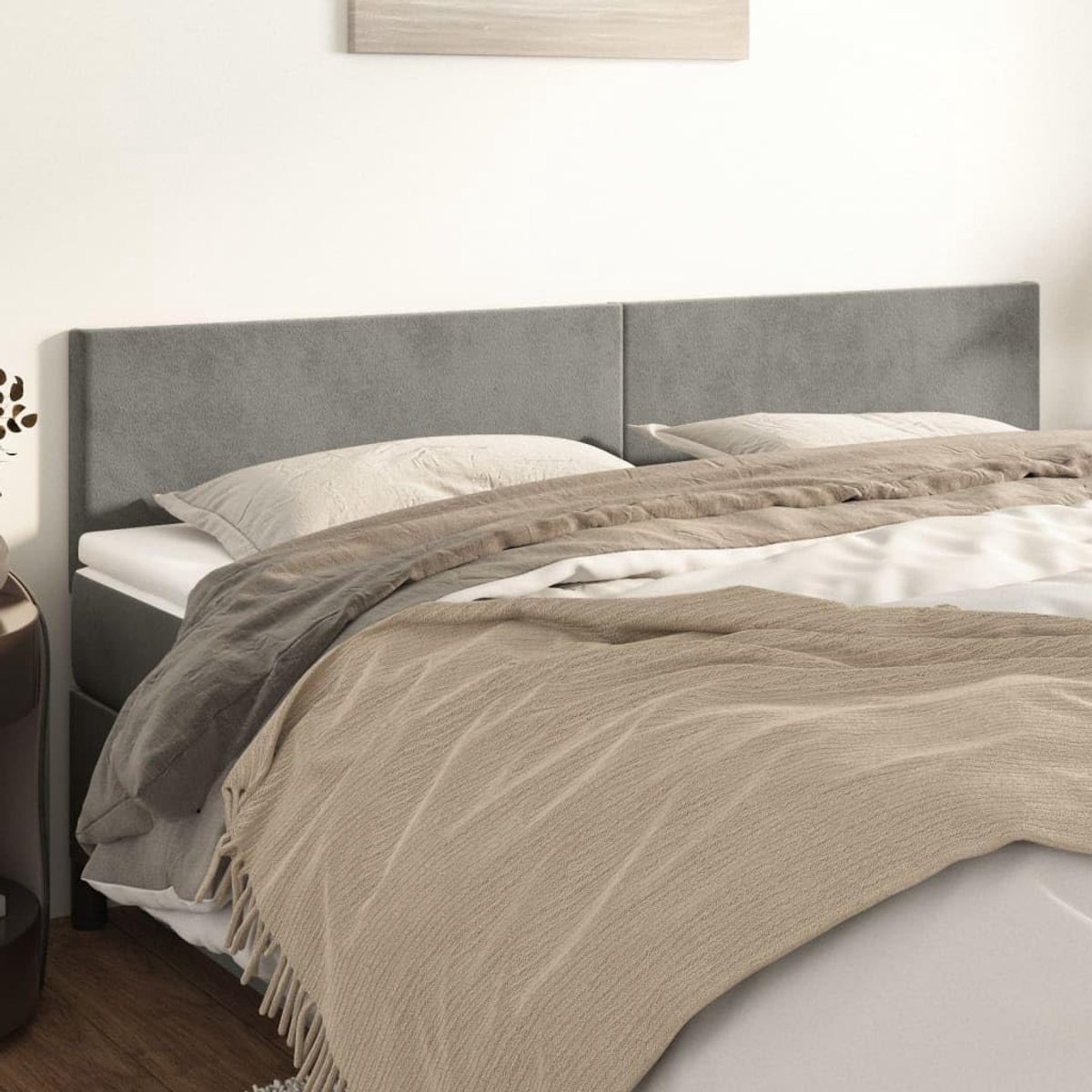 Hoofdsteunen 2 Stuks Lichtgrijs 100 x 5 x 78/88 cm Fluwelen Hoofdsteun Slaapkamer Meubels Hotels