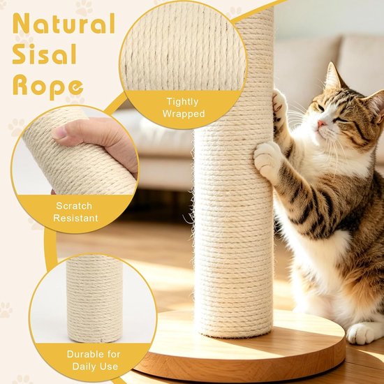 vervangende stam, 2 stuks, Ø 7 x 40 cm, wit met M8, sisal krabpaal met schroeven, stapelbaar tot 80 cm, reserveonderdelen voor krabpaal, krabpaal voor katten, eenvoudige montage — afbeelding 4