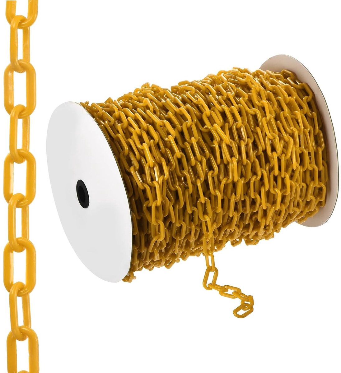 300 ft Plastic End Chain voor Veiligheid, Crowd Control en Tuin Gebruik - Gele Plastic Ketting Links voor Hek, Poort en Parkeerplaats