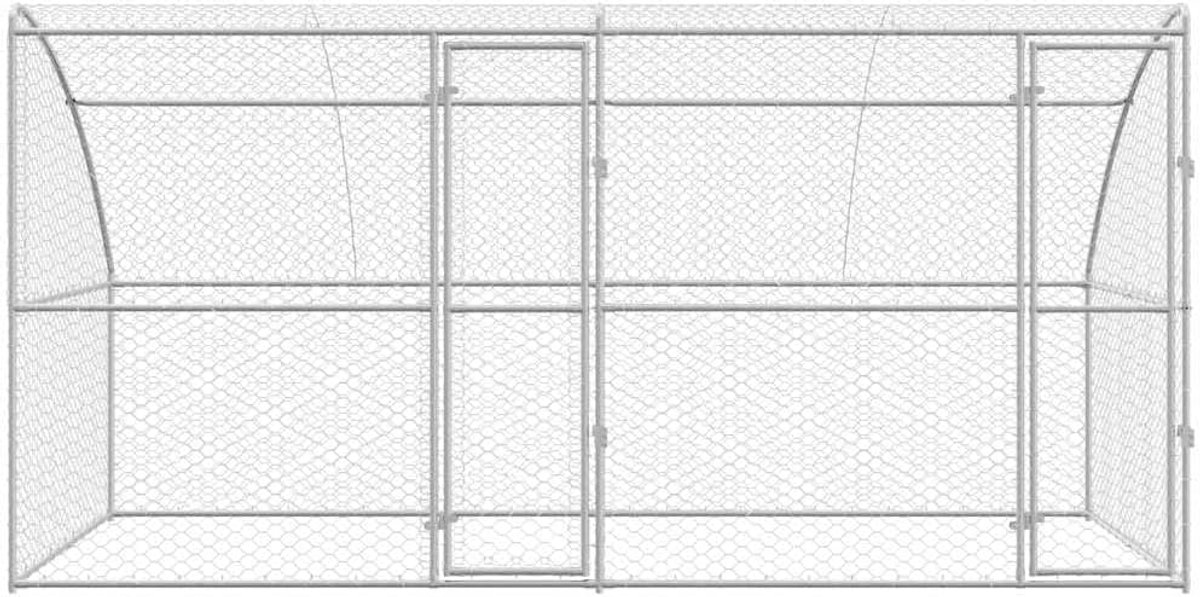 2 stuks, zilver, 4 x 2 x 2 m, verzinkt staal, met afsluitbaar vergrendelingssysteem en netdak, 2 panelen, 2 deuren, 47,98 kg, voor buiten, modern design