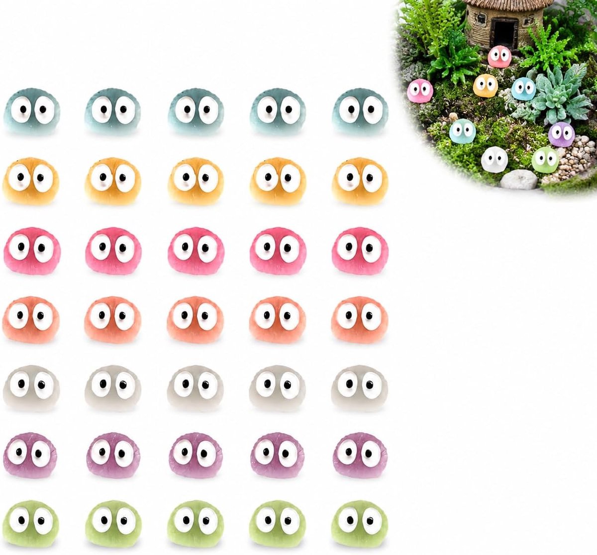 tuin decoratie set – 35 stuks lichtgevende mini tuinfiguren voor plantenbak, sprookjestuin, balkon, terras, binnen- en buitendecoratie