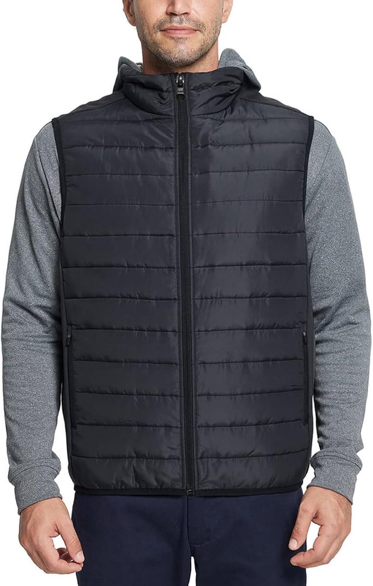 Gewatteerd Vest voor Heren Outdoor Winter Waterafstotend Gevoerde Hybride Buffervest met Opstaande Kraag met 4 Zakken Bodywarmer voor Golf Wandelen