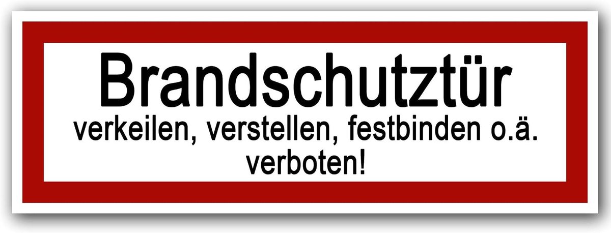 50 stuks brandwerende deurstickers 21 x 7,2 cm outdoor | brandwerende deur wielen, verstellen, vastbinden of iets dergelijks verboden waarschuwingen, verbodsborden, waarschuwingsteken, veiligheidsteken