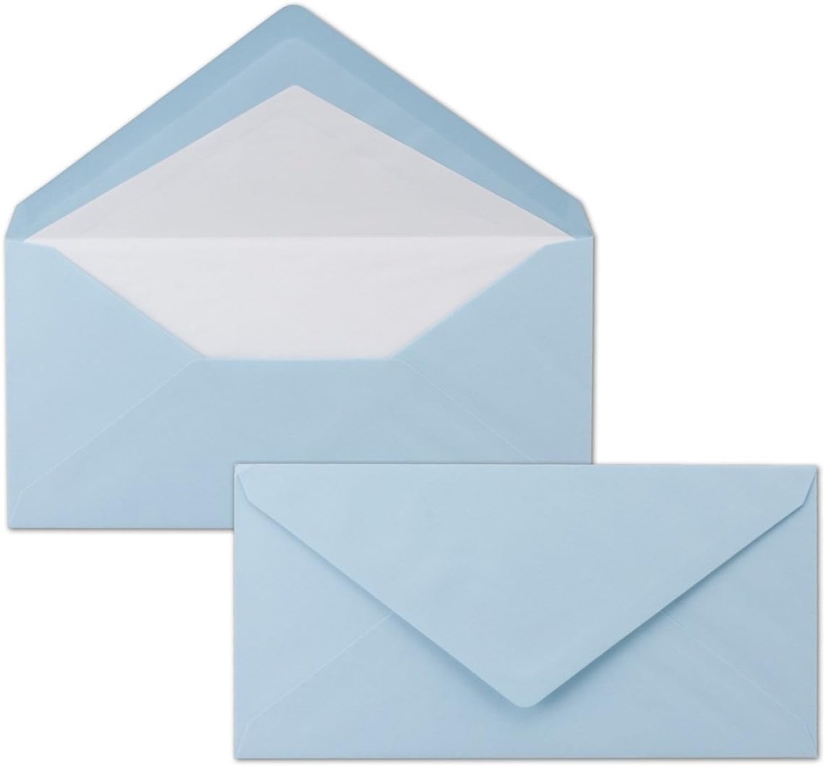 50 x DIN lange enveloppen, blauw met witte zijdevoering, 11 x 22 cm, 80 g/m², ideaal voor uitnodigingen, kerstkaarten, wenskaarten uit de serie Farbenfroh