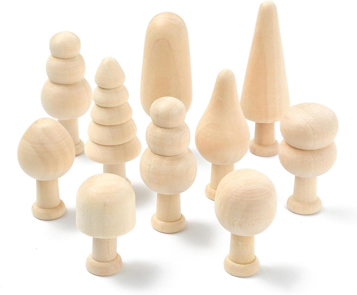20 Stks 10 Stijlen Onvoltooide Houten Paddestoel Verschillende Maten Ongelakte Mini Paddestoel Beeldjes voor DIY Lente Zomer Art Ambachten Projecten