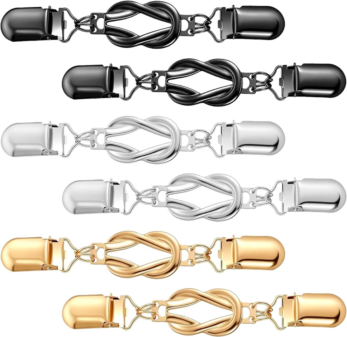 6 stuks cinch clip taille clipclips voor kleding in goud, zilver zwart
