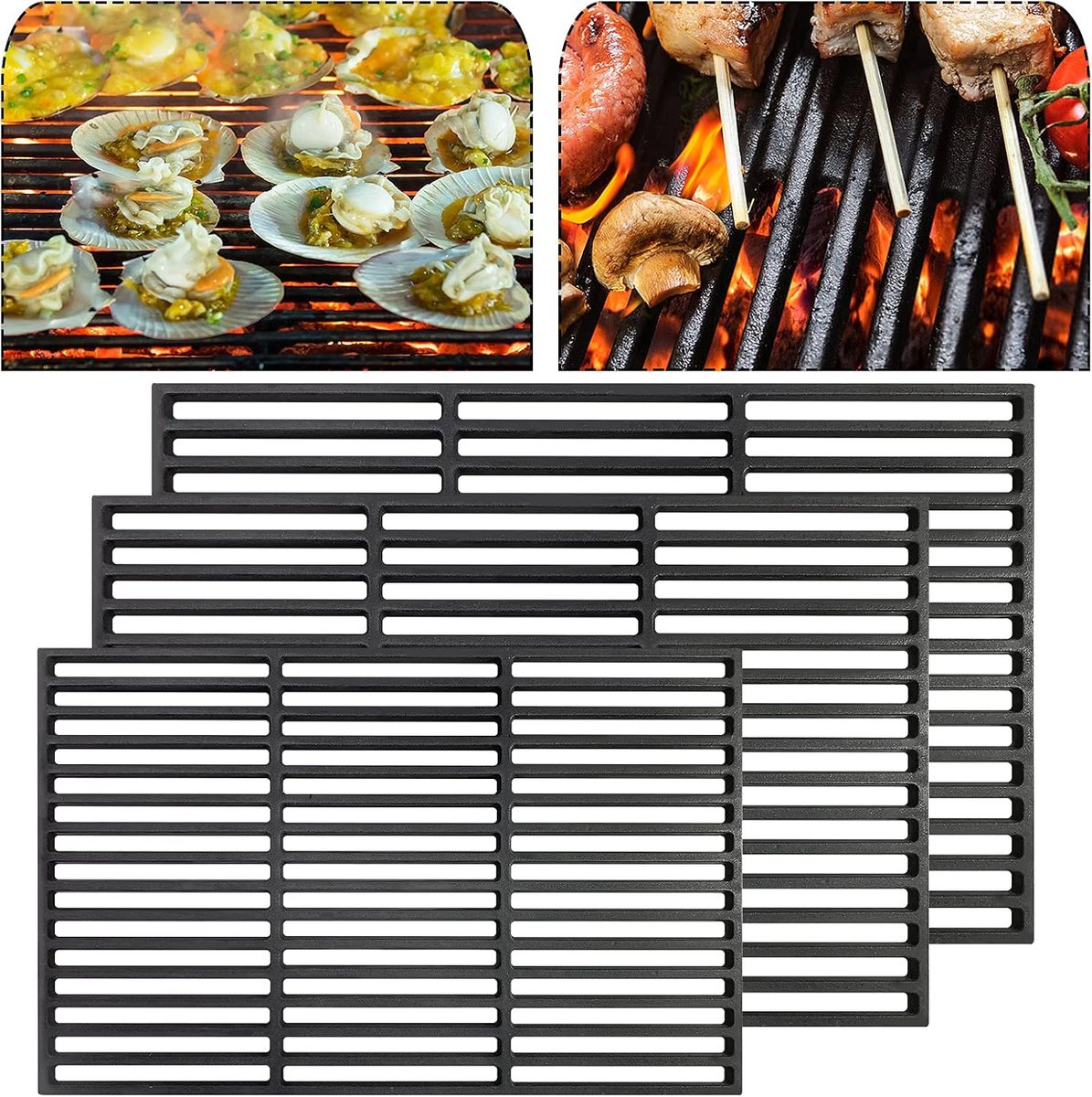 54x34cm Gietijzeren Grillrooster Gietijzer Roosters BBQ Grill Roosters Massief Geëmailleerd Universele Grillroosters Accessoires voor Barbecue voor Houtskool-Barbecue Gas-Barbecue