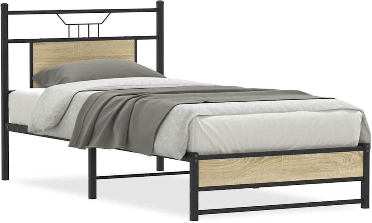 bedframe met hoofdbord Opbergruimte onder bed Sonoma eiken 80x200 cm