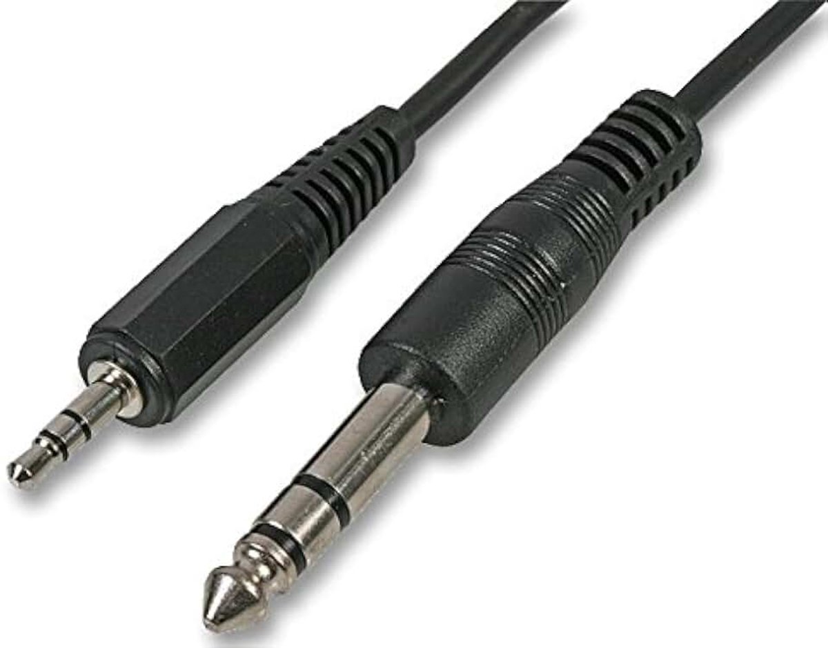 Signal PSG03421 3,5 mm tot 6,35 mm (1/4") Stereo Jack Plug to Plug Lead, 250 mm, Zwart