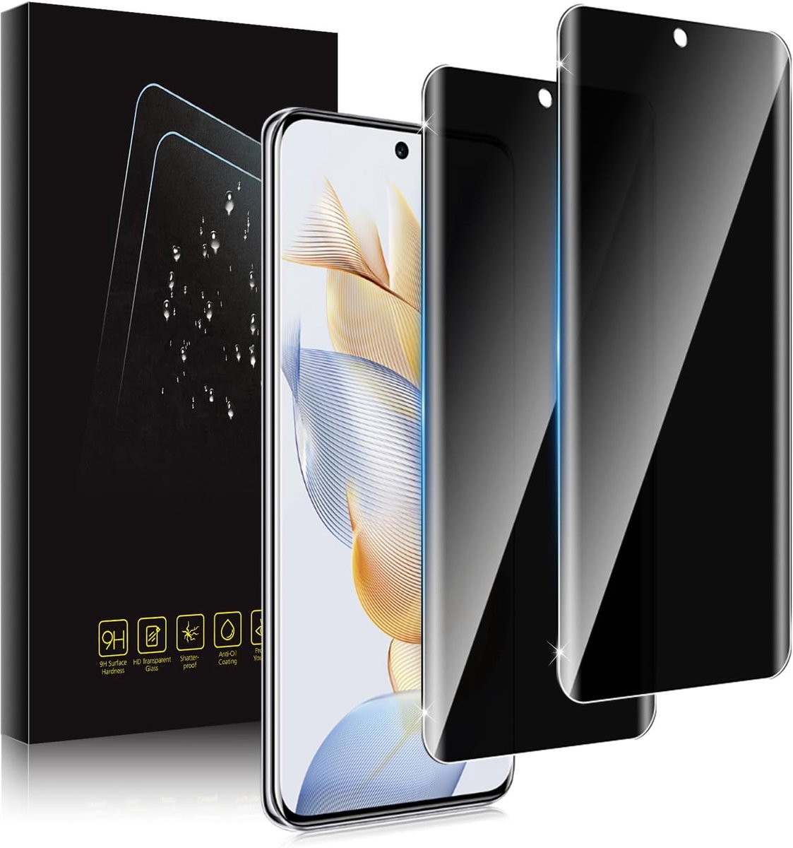 Inkijkbescherming beschermfolie voor Honor 90 voor pantserglas privacy, anti-spy privacyfolie displaybeschermfolie -2 stuks