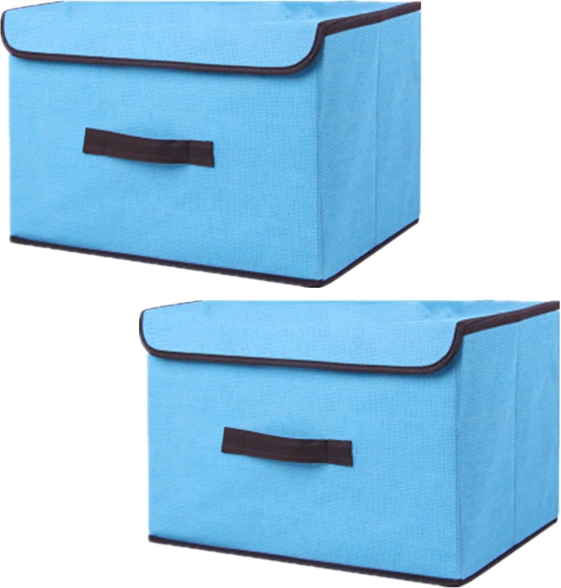 2 stuks opvouwbare stoffen opbergdozen met deksel, 36 x 23 x 24 cm, stoffen opbergdozen met deksel, kledingorganizer voor kledingopslag, kamerorganisatie, blauw