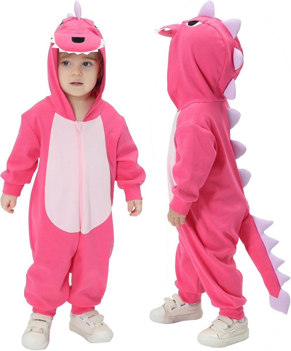 Romper met capuchon en 3D-staart, peuters, katoen, dierlijk oneise, schattige jumpsuit met lange mouwen, outfit, cadeaus voor meisjes en jongens
