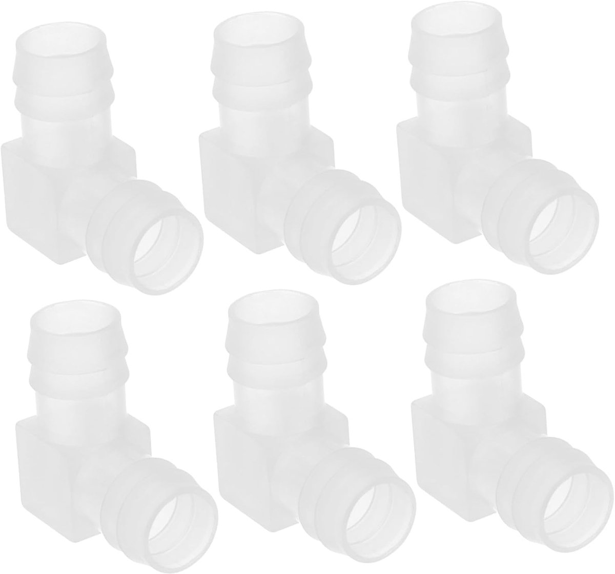 6 Stuks L-Vormige Elleboogverbinding Wasfitting Connector Slangadapter Waterslangkoppeling Tuinslang Elleboogadapter Slangaansluiting Slangbevestigingen Kunststof Slangkoppelingen