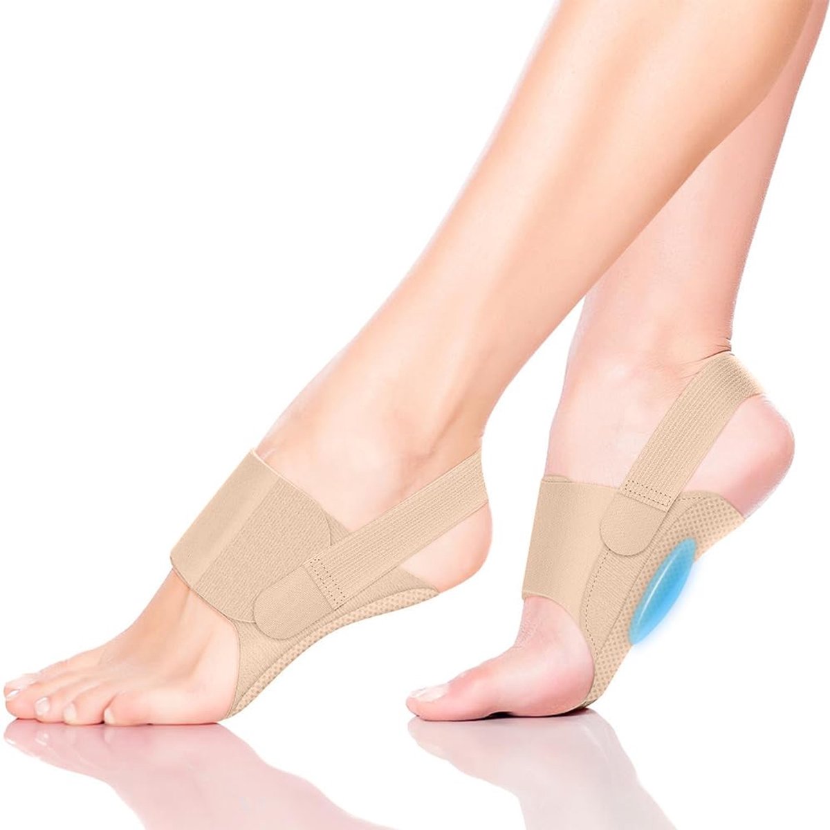 Middenvoetkussen voor dames van zachte gel, boogsteun voor platvoet, middenvoetsteun, hielsteun voor dagelijks gebruik en sport (huidtint)
