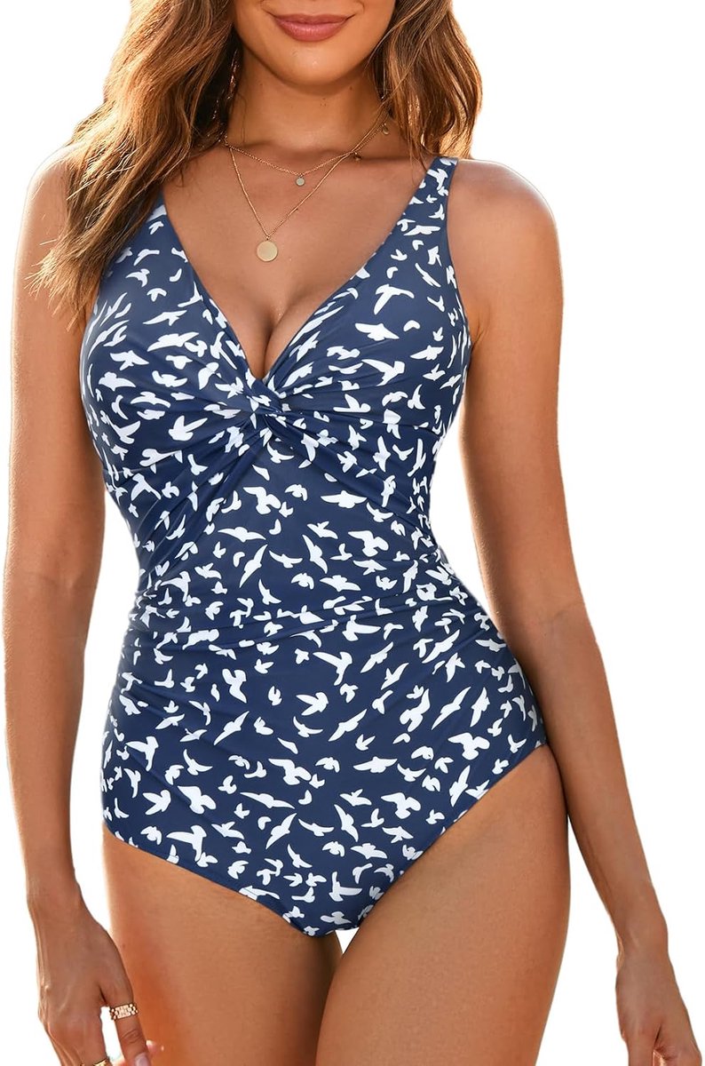 Eendelig badpak voor dames, V-hals, eendelig badpak voor dames, buikcontrole, monokini met ruches, voor cup D tot G