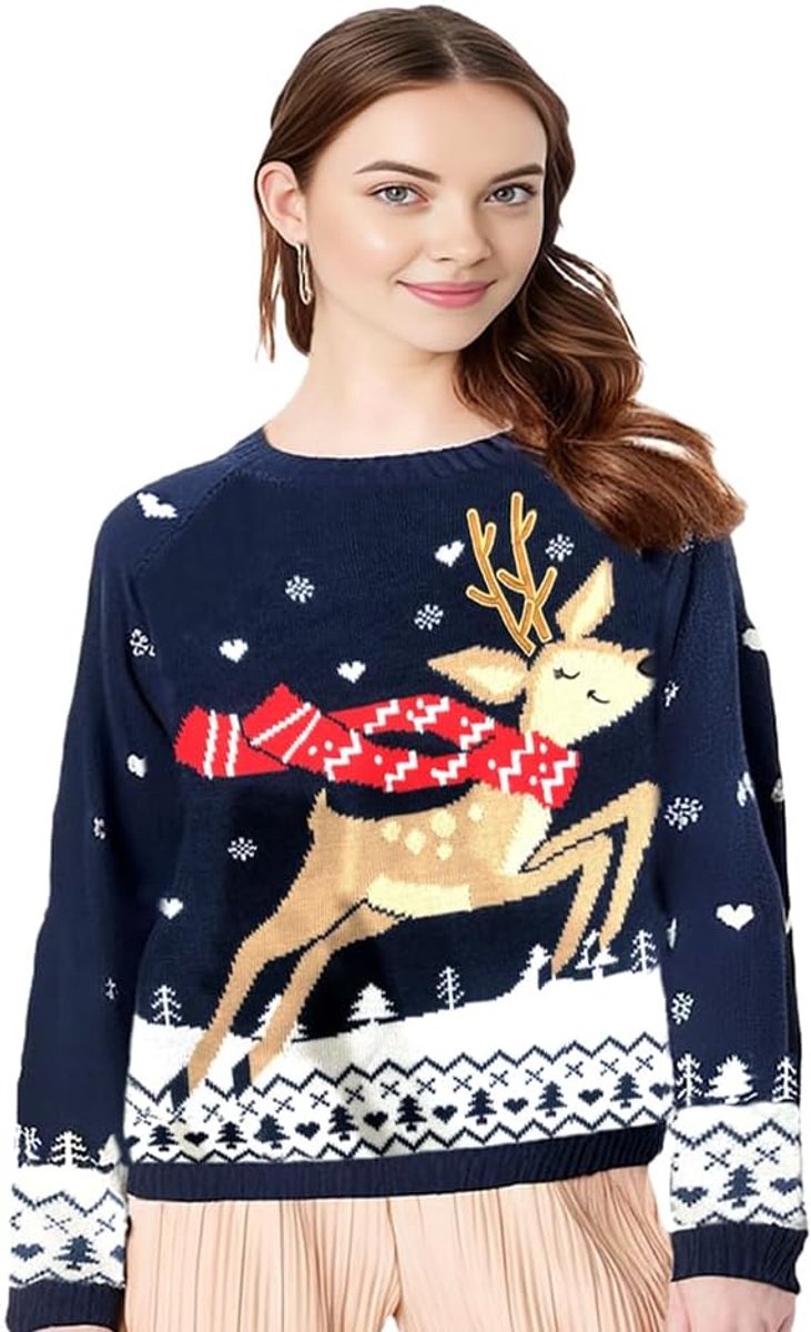 Kersttrui Heren/Mannen | Ugly Christmas | Kerstcadeau Volwassenen | Rudolf Rendier | Blauw (DE/NL/SE/PL, Alfabetisch, XL, Regular, Regular, Blue)