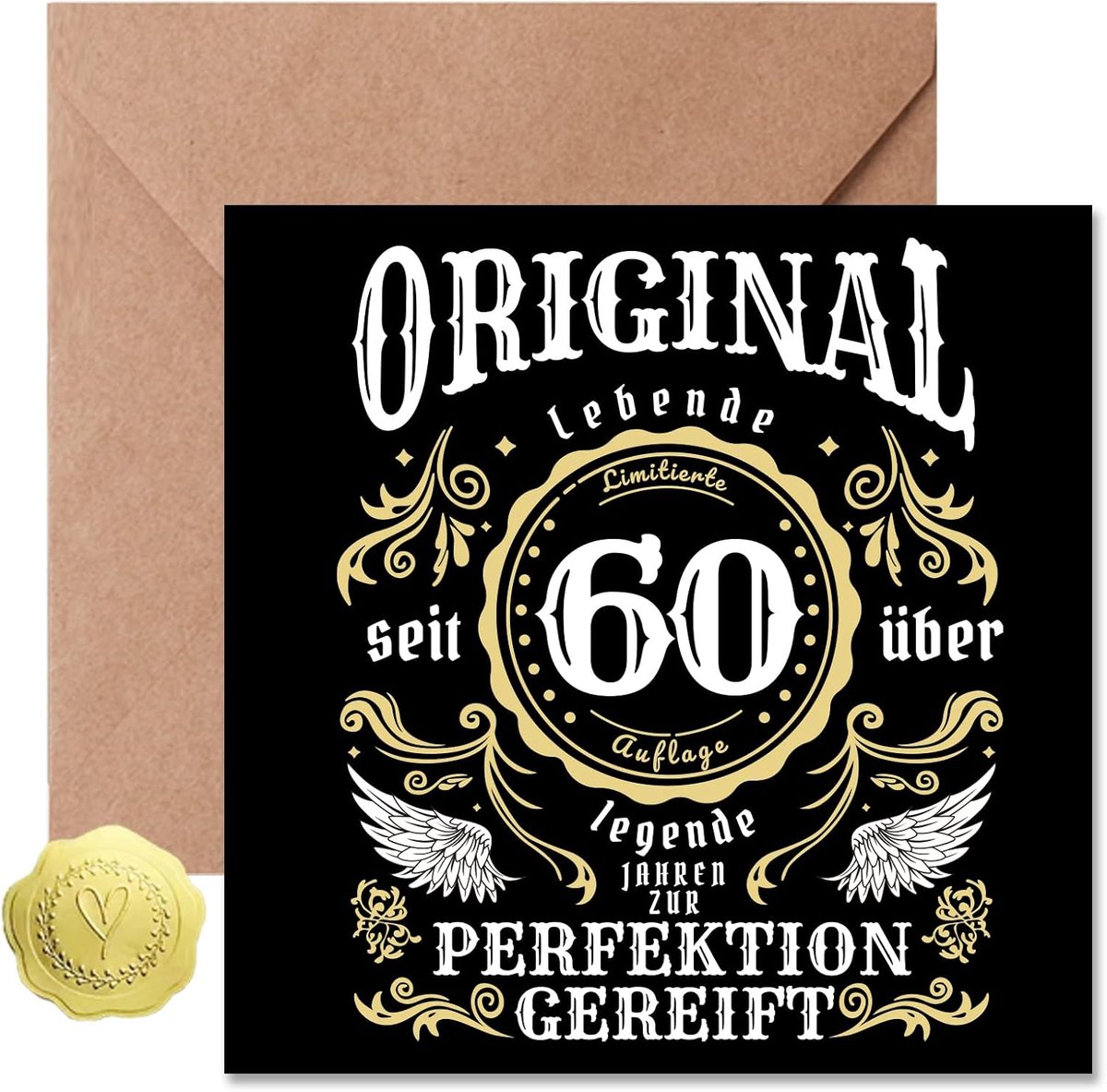 Dailygoods- Verjaardagskaart Retrostijl - Verjaardagskaart 60 met Envelop - Grappige Verjaardagskaart - Cadeaus voor 60e Verjaardag - Hoogwaardig Papi
