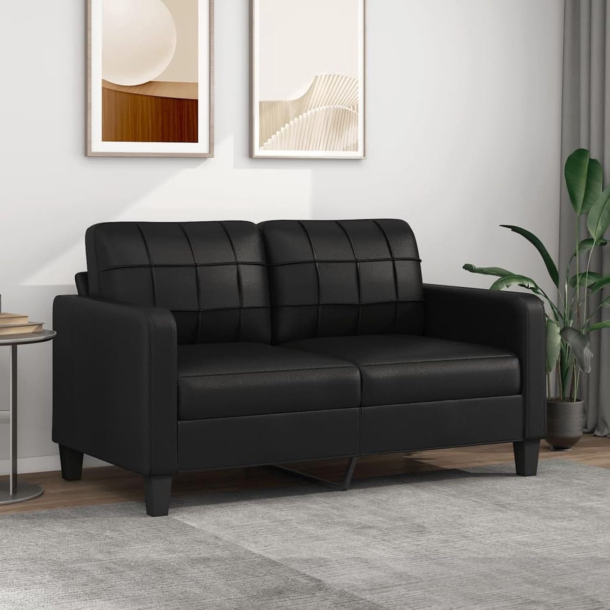 2-zitsbank, zwart, 140 cm, van kunstleer, voor woonkamer, moderne bank, relaxbank (SPU:359117)