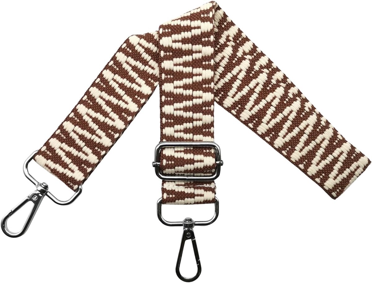Tasriemen om te wisselen, verstelbare schouderriem voor tas, tasriem, breed, 3,8 cm, met zilveren karabijnhaak, schouderriem, tasband, draagriem voor handtassen, donkerbruin, S20