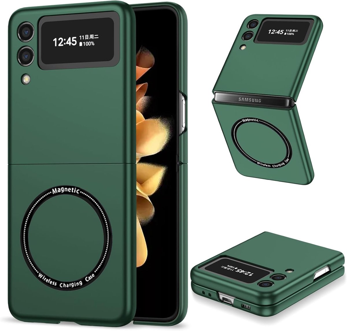 Telefoonhoes compatibel met Samsung Galaxy Z Flip 3, opvouwbare telefoonhoes voor MagSafe, slanke dunne telefoonhoes, stootvaste afdekking, bescherming voor Samsung Galaxy Z Flip3