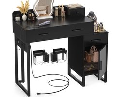 ISunirm Kaptafel kaptafel met 4 opbergladen - modern make-upbureau met oplaadstation, kaptafel met omkeerbare kasttafel set met verdeelde organizers voor vrouwen meisjes