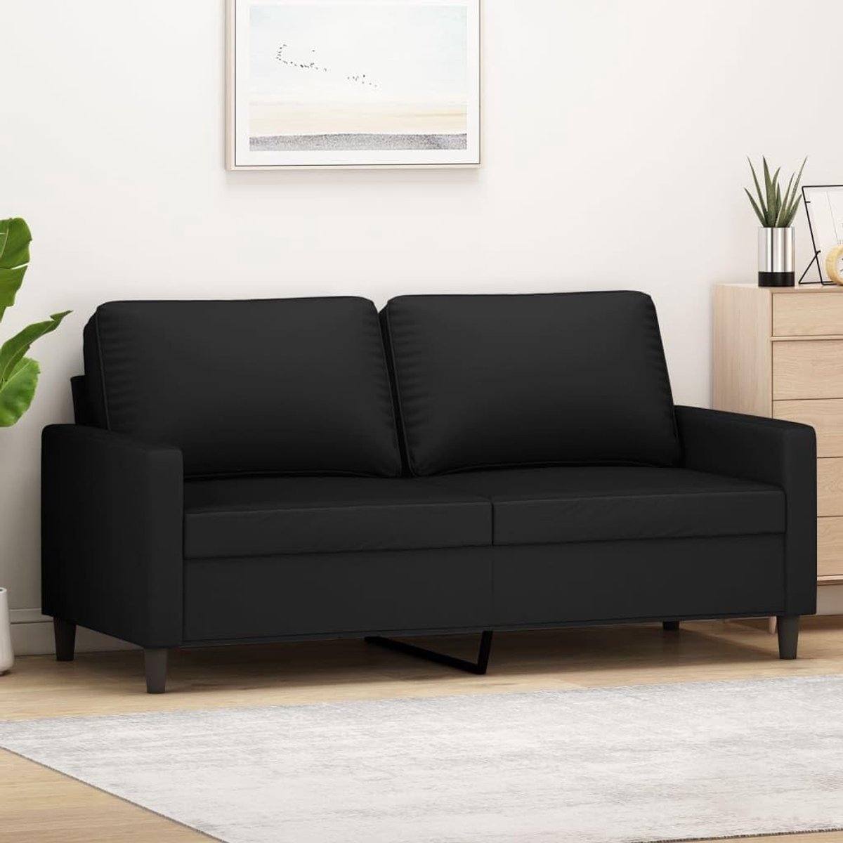 2-zitsbank, logeersofa, slaapbank, bedbank voor woonkamer/woning/kantoor, zwart, 140 cm, fluweel, type 2