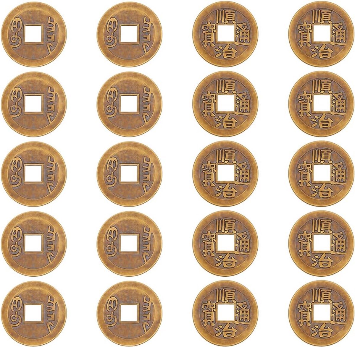 20 stuks Chinese Feng Shui munten antiek brons Ching munten Chinese Feng Shui geluksmunt Ching oude keizer munt