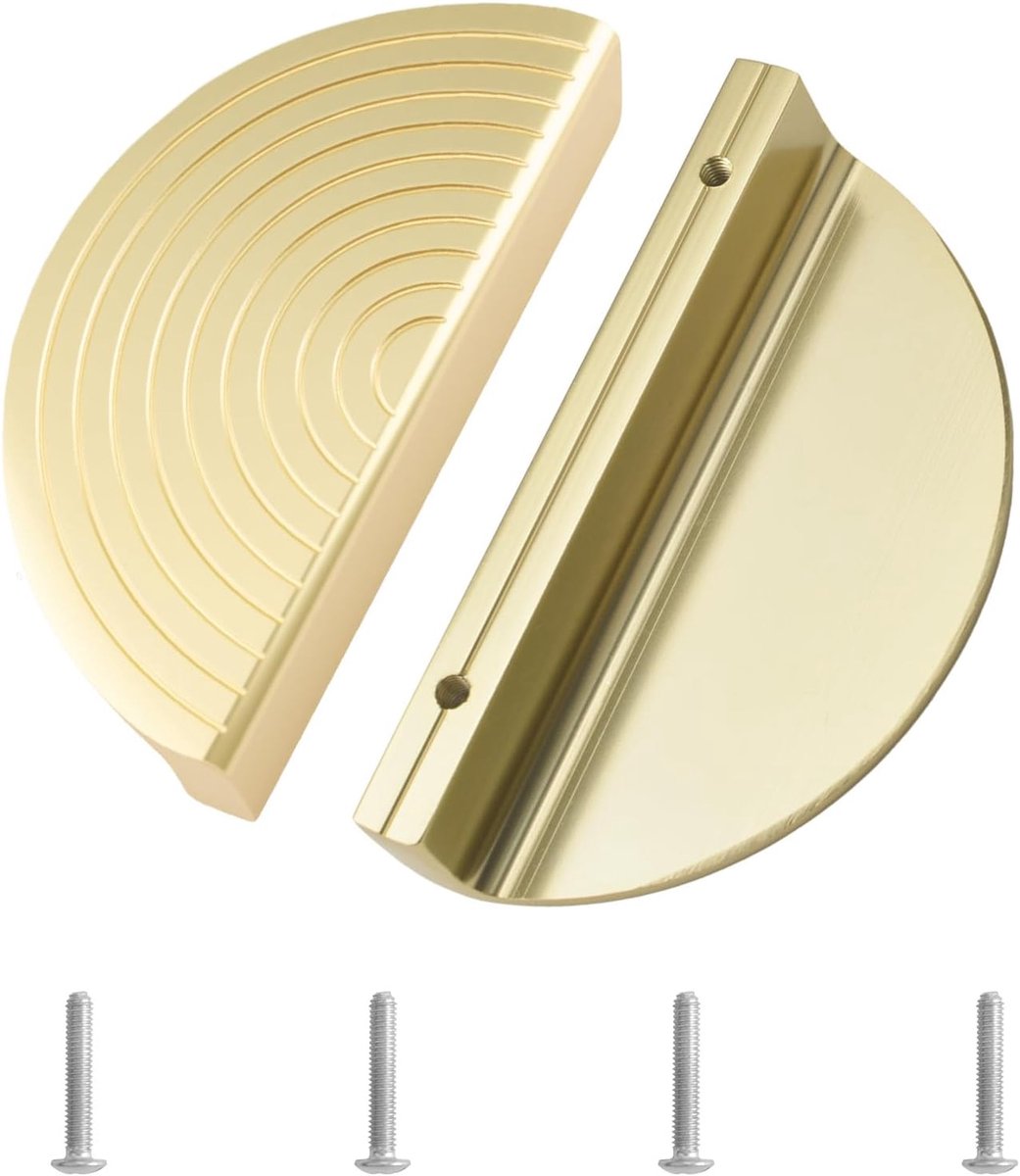 Dailygoods- Handgreep Halve Maan - Zinklegering - Dubbele Gat - Modern Design - Gouden Kleur - Comfortabel en Roestvrij - Deurgreep