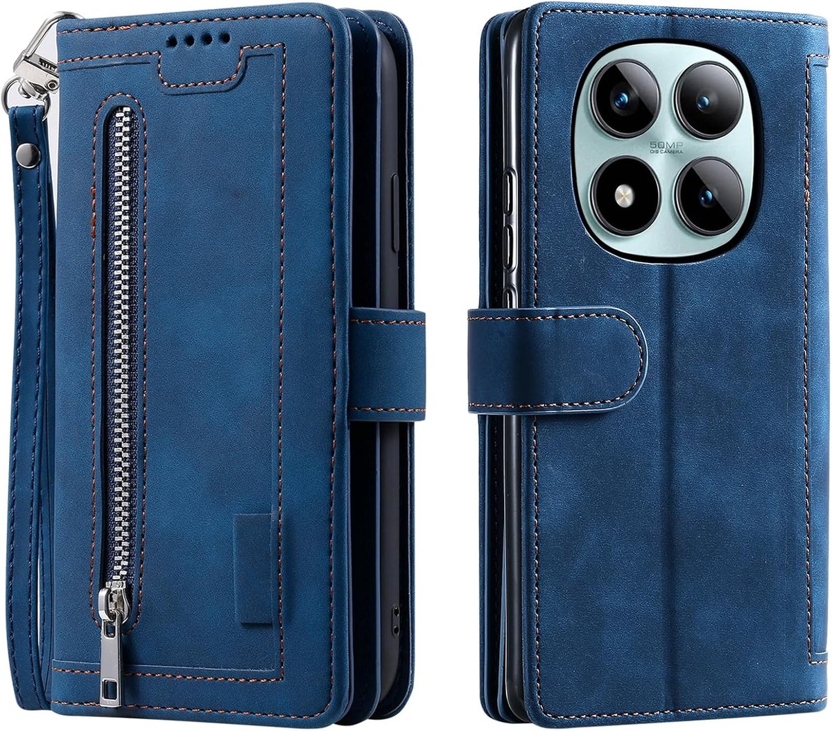 Telefoonhoesje voor Xiaomi Redmi Note 15 Pro 5G, klapbare telefoonhoes, beschermhoes, klaphoes met standaard, kaartenvak, telefoonhoes, book, flip case, blauw