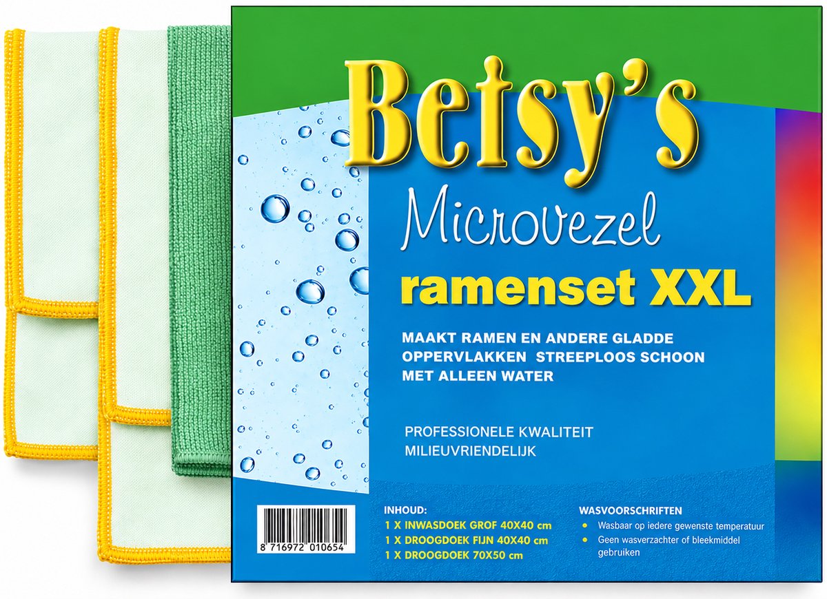 Betsy’s Microvezel Ramenset XXL - 3-delig - Streeploos ramen wassen