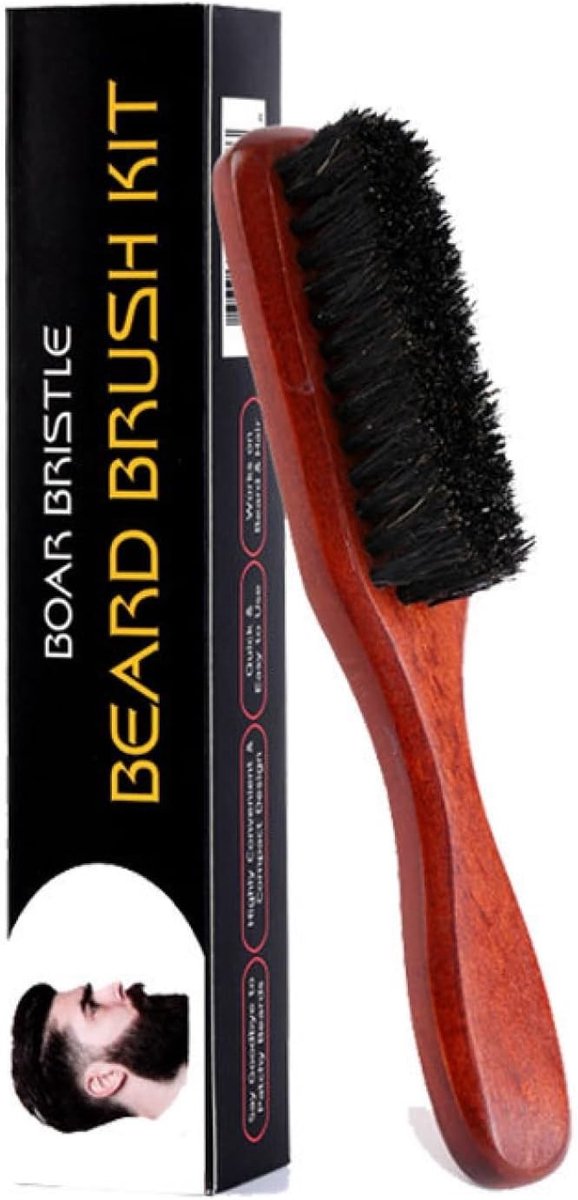 Haar- en Baardborstel Mini - Houten Borstel van Perenhout met Everzwijnharen voor Dikke en Zachte Haartypes, Ideaal voor Reizen en Handtas