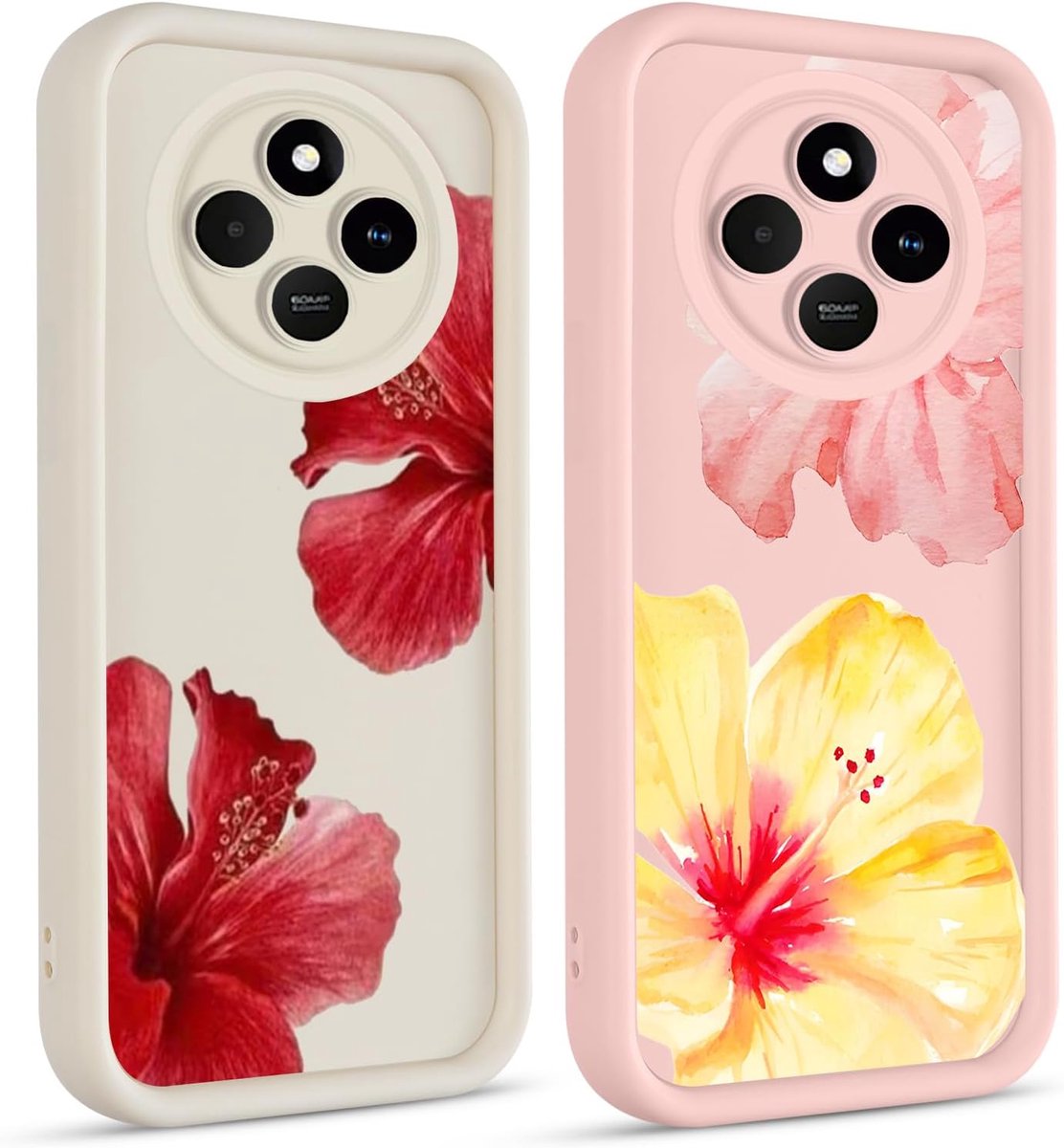 2 stuks beschermhoesjes voor Xiaomi Redmi 14C, zomer matte beschermhoes, esthetisch bloemenpatroon, modieus design, cadeau, dun, licht, siliconen, stootvast, beschermhoes, case, 06