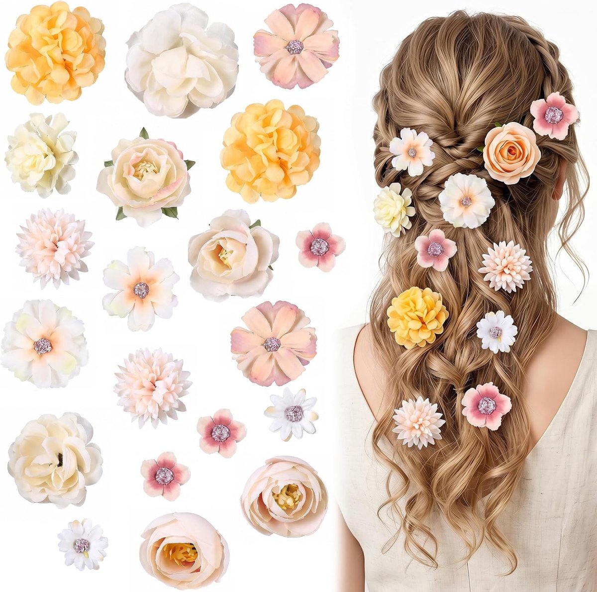 20 stuks haaraccessoires bloemen, bloemensieraden, haarspeld Bohemian accessoire voor feest, bruiloft, dagelijks gebruik