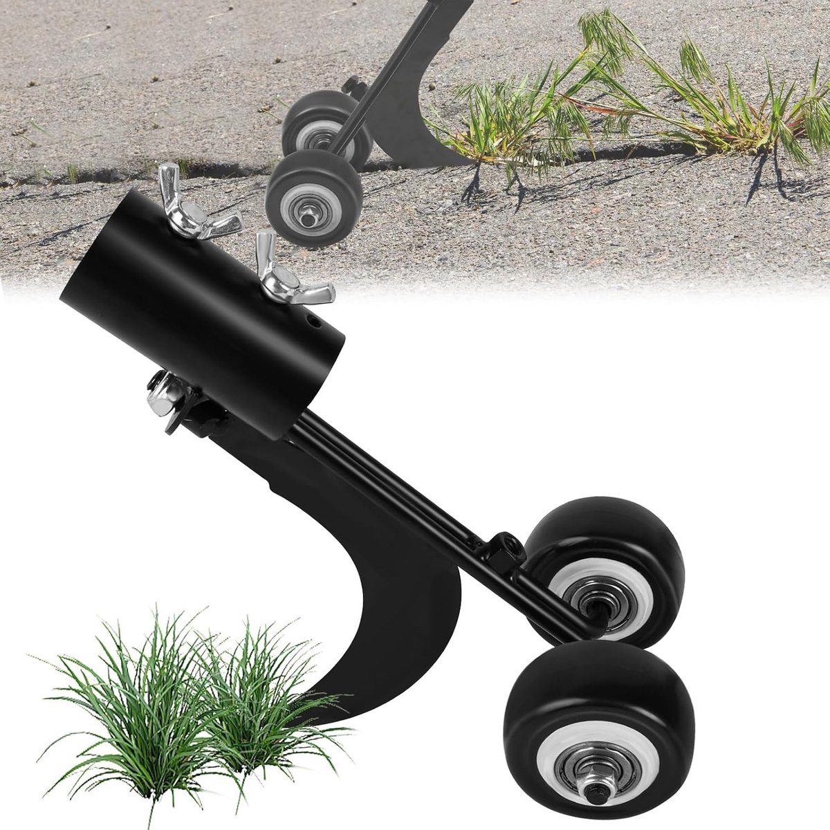Handmatige Onkruidverwijderaar met Wielen voor Tuin, Ergonomische Onkruidhaak voor Kieren en Tegels, Ideaal voor Oprit en Patio, Effectieve Onkruidbestrijding