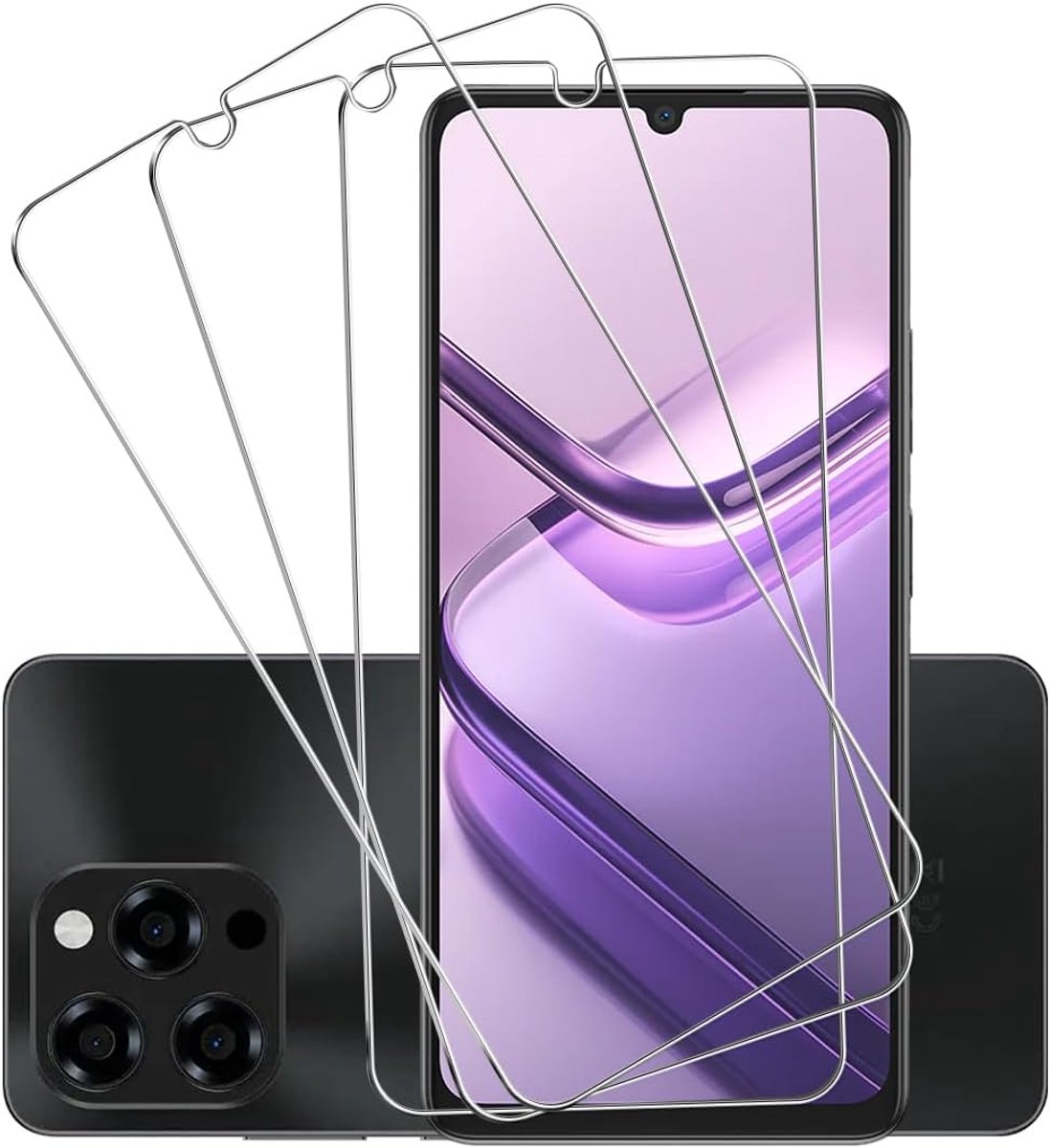 Beschermfolie voor Doogee Note 58/58 Pro, pantserglas, 3 stuks, 9H hardheid, pantserglas, compatibel met Doogee Note 58 Pro, veiligheidsglas, HD helder, krasbestendig, anti-luchtbellen