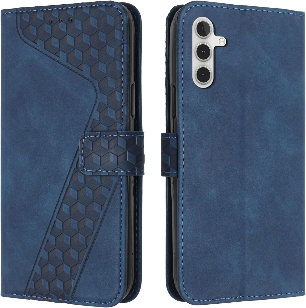 Hoesje voor Samsung Galaxy A34 5G, Lederen Portemonnee Telefoonhoesjes met Standaard Magnetic Shockproof Flip Leather Wallet Book Case（Blauw）