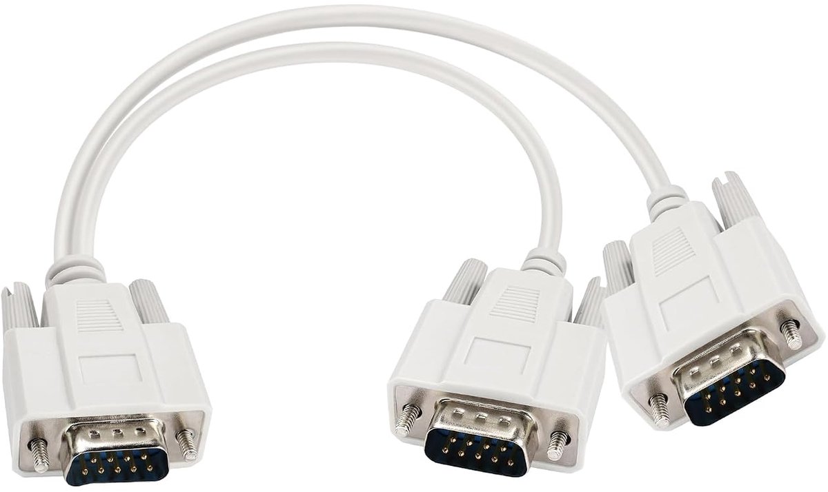 Y-splitterkabel DB9 9-pins 1 stekker naar 2 stekkers RS232 seriële splitter adapter straight-through kabel voor het aansluiten van verschillende seriële interface-apparaten, 30 cm